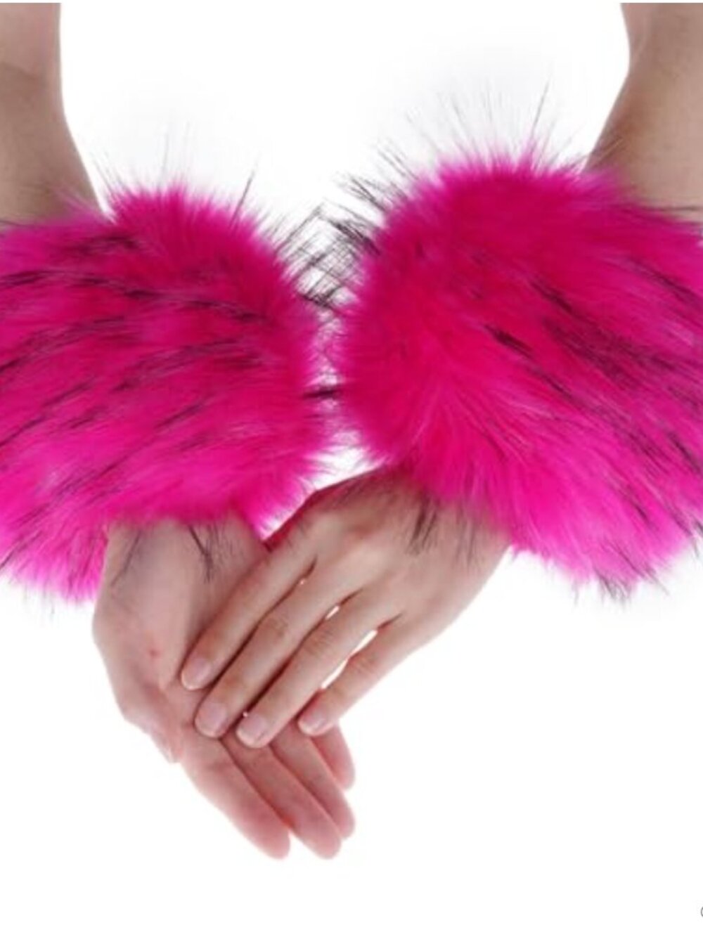 Faux Fur Wrist Cuffs Elastic Arm Warmers Winter Gift One Size